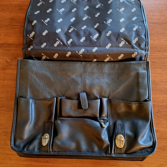 Vintage Bill Blass Black Leather Briefcase Bag 12x16 Very Good Condition - Picture 3 of 5